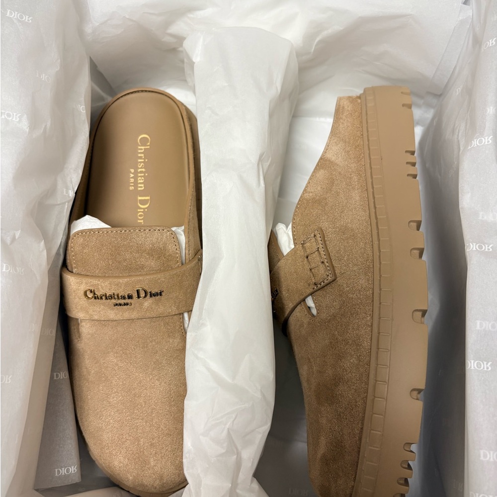 Dior Tan Suede Mules